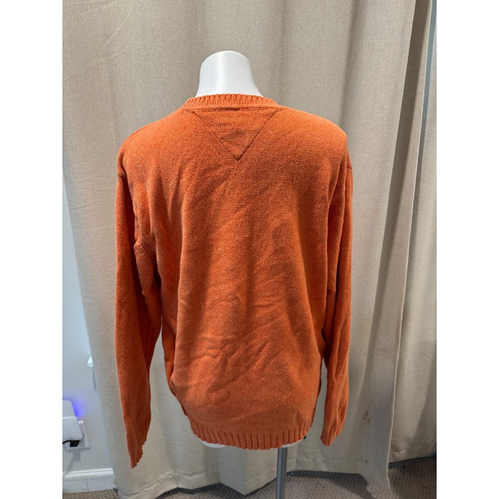 Tommy Hilfiger Mens‎ XL Embroidered Orange Crew Neck Sweater - Picture 3 of 7